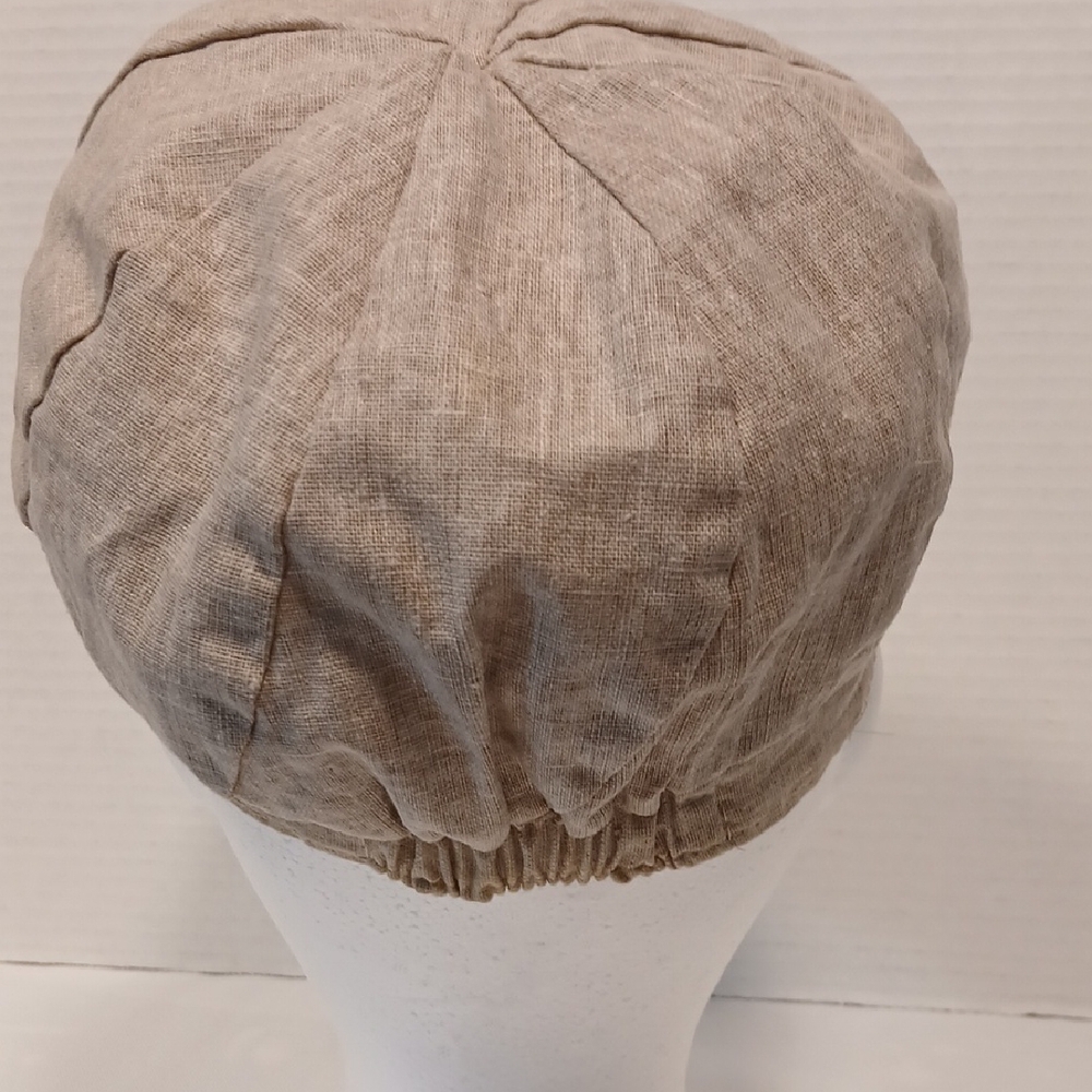 Women's Classic Linen Cap, Tan Newsboy, Electric Grandpa, Bohemien, City Girl - Picture 3 of 9